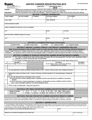 Unified Carrier Registration Form 2010