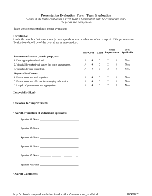 Presentation Evaluation Form