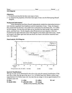 H-R Diagram Worksheet