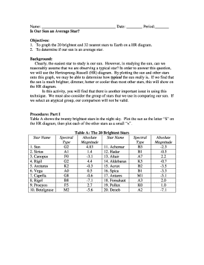 Sun Star Analysis Worksheet
