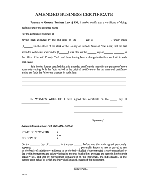 Amended Business Certificate