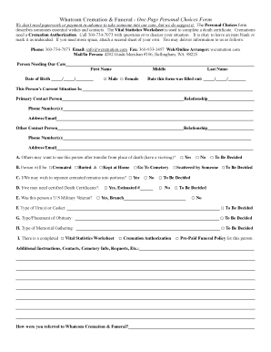 Washington Cremation Authorization Form