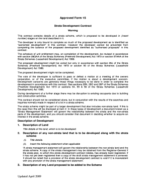 Strata Development Contract Form 15