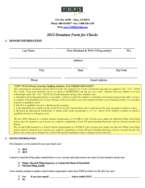 Arizona School Tuition Organization Donation Form