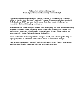 Home Care Advocacy Letter