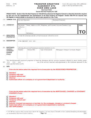 Easement Transfer Granting Form