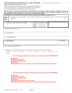 Transfer of Mortgage or Charge Form