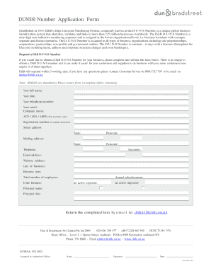 DUNS Number Application Form