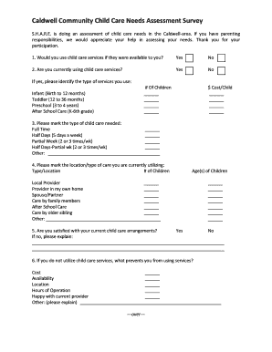 Caldwell Community Child Care Needs Assessment Survey