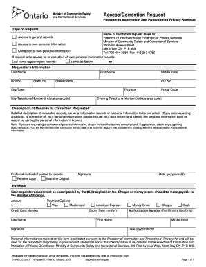 Ontario Freedom of Information Request Form