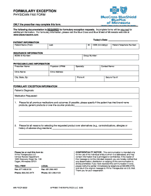Physician Formulary Exception Request