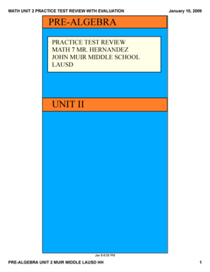 MATH UNIT 2 PRACTICE TEST REVIEW WITH EVALUATION January 10 - muirmiddle