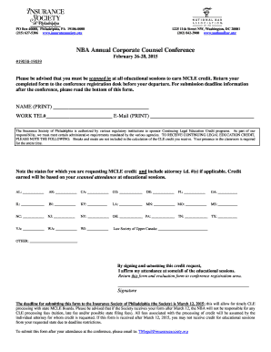 NBA Annual Corporate Counsel Conference MCLE Credit Request Form