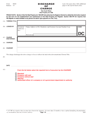 NSW Discharge of Charge Form