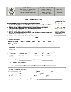 Pakistan Visa Application Form
