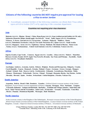Jordan Visa Application Form A