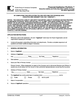 Chubb Executive Liability Application