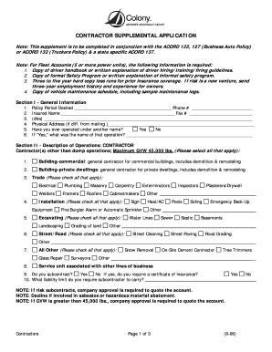 Contractor Supplemental Application
