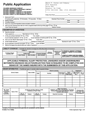 Public Application for Transportation Insurance