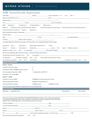 HOB Tenant/Condo Application