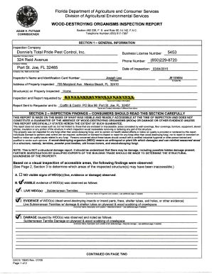 Florida Wood-Destroying Organisms Inspection Report