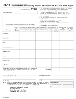 City of Columbus Income Tax Reconciliation Form