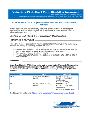 Voluntary Pilot Short Term Disability Insurance Application