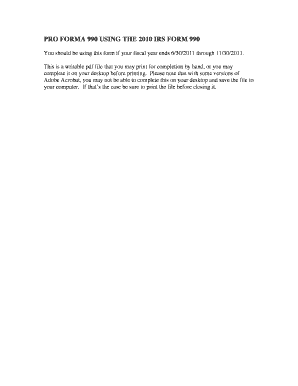 IRS Form 990 Pro Forma 2010