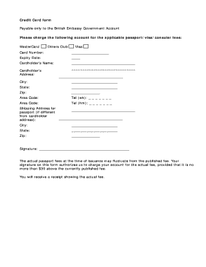 Credit Card Payment Form for Passport Fees