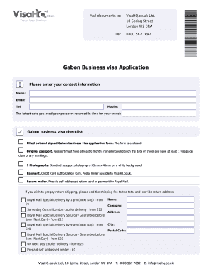 Gabon Business Visa Application Form