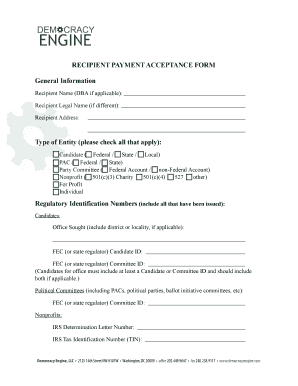 Recipient Payment Acceptance Form