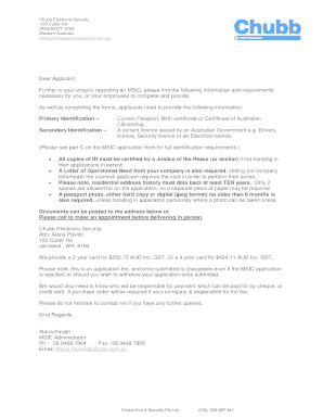 Maritime Security Identification Card Application