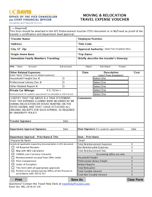 Travel Expense Voucher for Relocation