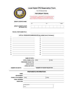 CTS Hotel Reservation Form