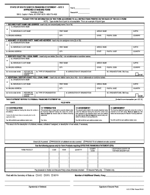 South Dakota UCC 3 Financing Statement
