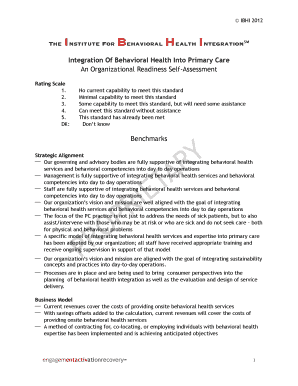 Organizational Readiness Self-Assessment for Behavioral Health Integration