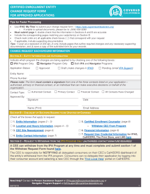 Certified Enrollment Entity Change Request Form