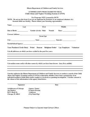 Illinois Background Check Authorization for Child Care Programs