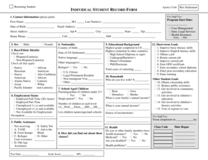 Individual Student Record Form