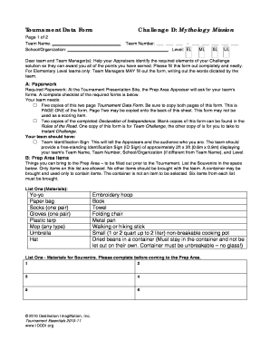 Tournament Data Form