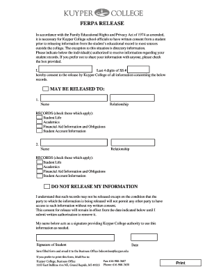 FERPA Release Form