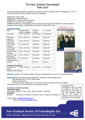 New Zealand Genealogist Advertising Order Form