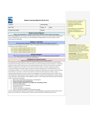 Student Learning Objective Form