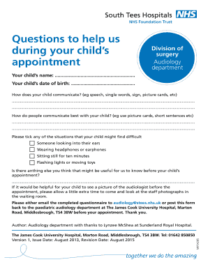 Child Audiology Appointment Questionnaire