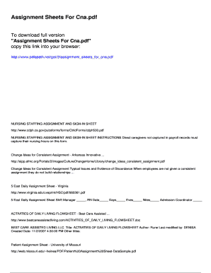 Nursing Staffing Assignment and Sign-In Sheet