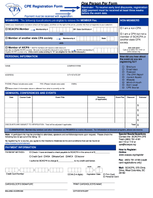 South Carolina CPA CPE Registration Form