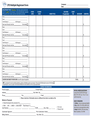 South Carolina CPA CPE Multiple Registrant Form