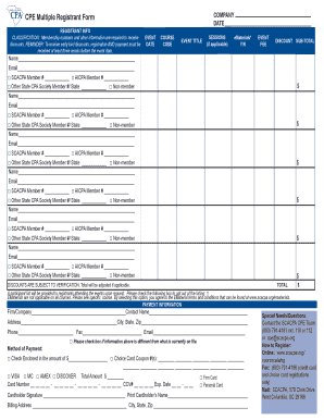 South Carolina CPA CPE Multiple Registrant Form