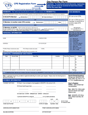 South Carolina CPA CPE Registration Form