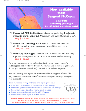 SCACPA CPE Course Order Form